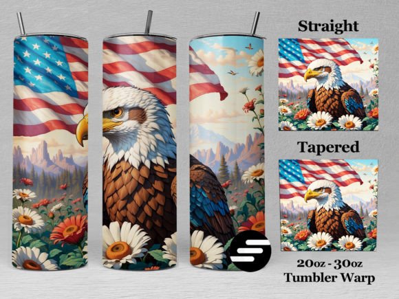 3D American Flag Eagle Tumbler Wrap Graphics