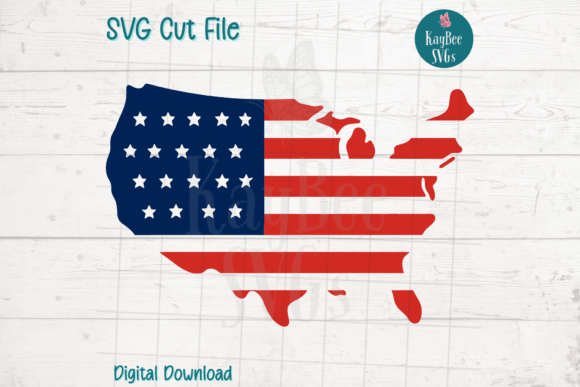 American Flag USA Map SVG Cut File