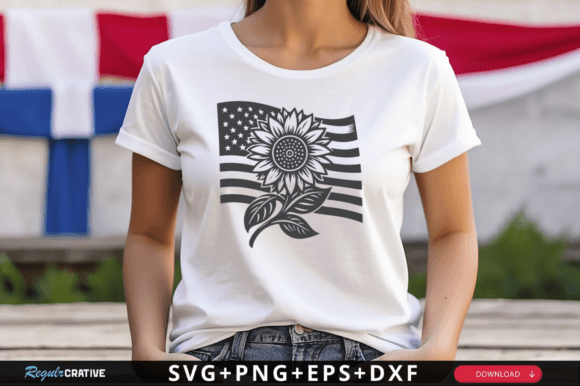 American Flag with Sunflower SVG Design: Graphics & Crafts for Branding