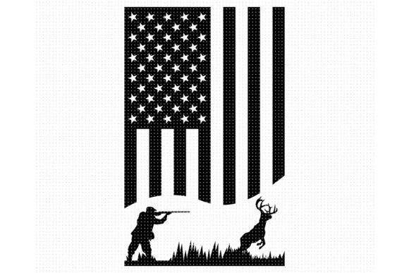 Buck Hunting with an American Flag SVG