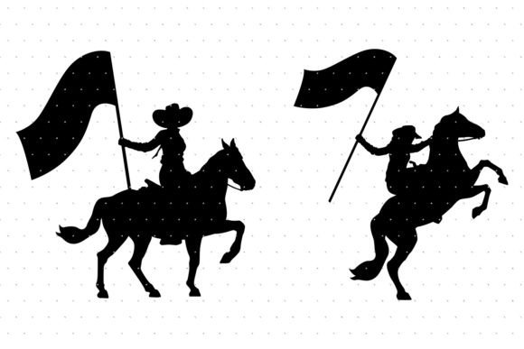 Cowgirl Holding a Blank Flag SVG for Crafts