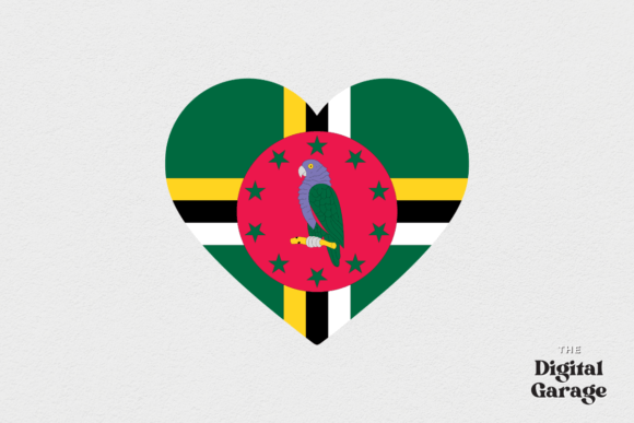 Dominica Heart Flag, SVG PNG for Graphics and Crafts