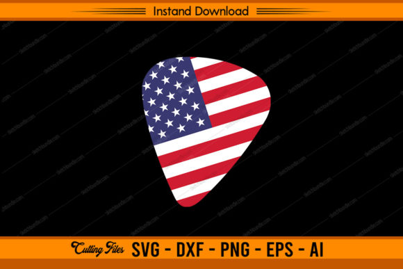 Guitar Chip US Flag Graphics for Crafts