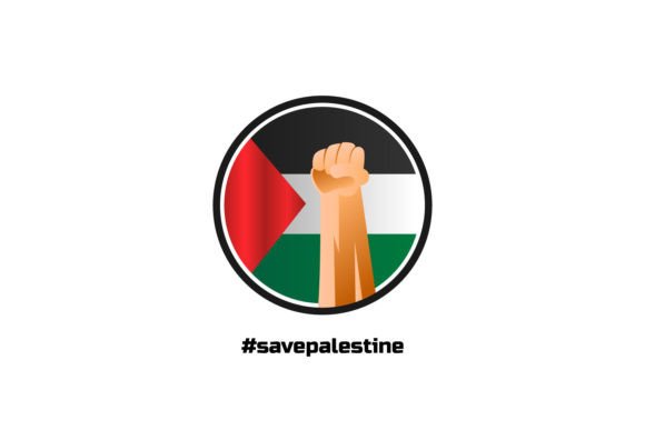 Hand Holding with Palestine Flag Vector Graphics