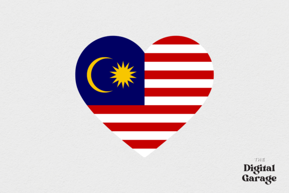 Malaysia Heart Flag, SVG PNG for Graphics & Crafts