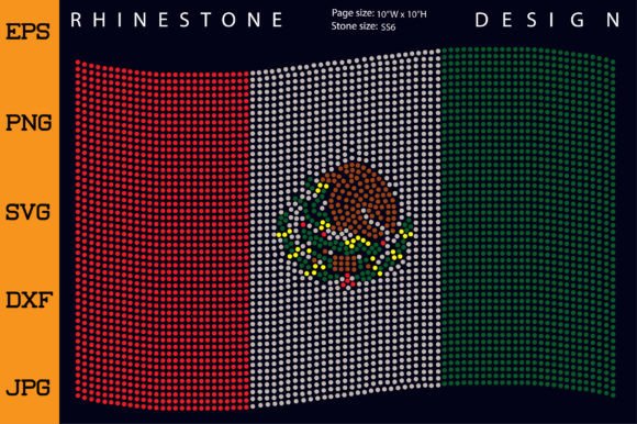 Maxico Flag Rhinestone Template: Graphics for Crafts