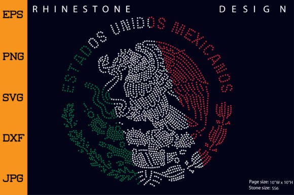 Mexican Flag Symbol Rhinestone Design