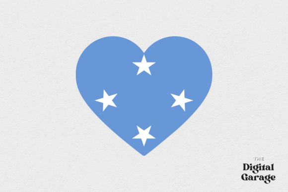 Micronesia Heart Flag, SVG PNG for Crafts