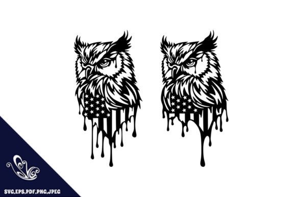 Patriotic Owl USA Flag Laser Cut