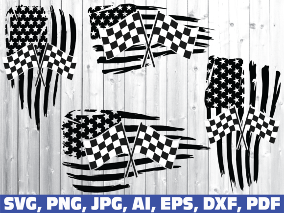 Racing American Flag Graphics for Crafts