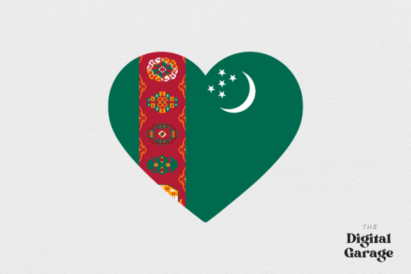 Turkmenistan Heart Flag, SVG PNG