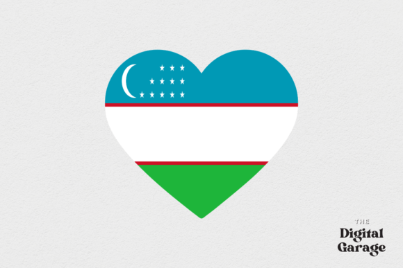 Uzbekistan Heart Flag, SVG PNG: Graphics and Crafts for Branding